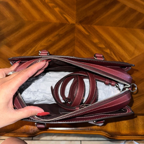 Coach Red Leather Satchel with Signature Design - Picture 4 of 12